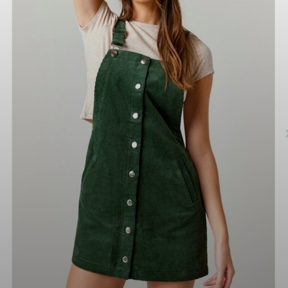 Harper heritage black corduroy overall mini dress small *D2 - Picture 1 of 9